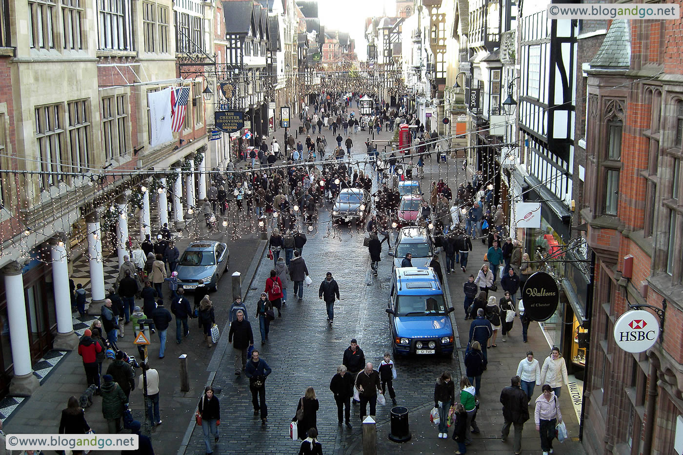 Chester - Eastgate St bridge Clock looking into the city